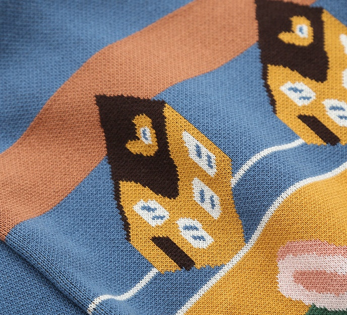Illustrated Pullover Multicolor Knitted Sweater
