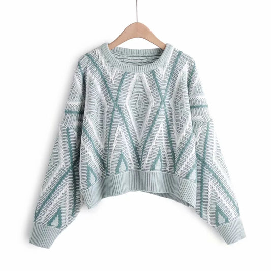 Contrast color lazy pullover sweater